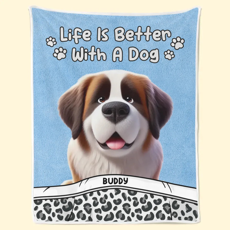 Le bonheur, c'est un nez mouillé et une queue qui remue ! - Couverture personnalisée pour chien - Cadeau pour les propriétaires et les amoureux des animaux