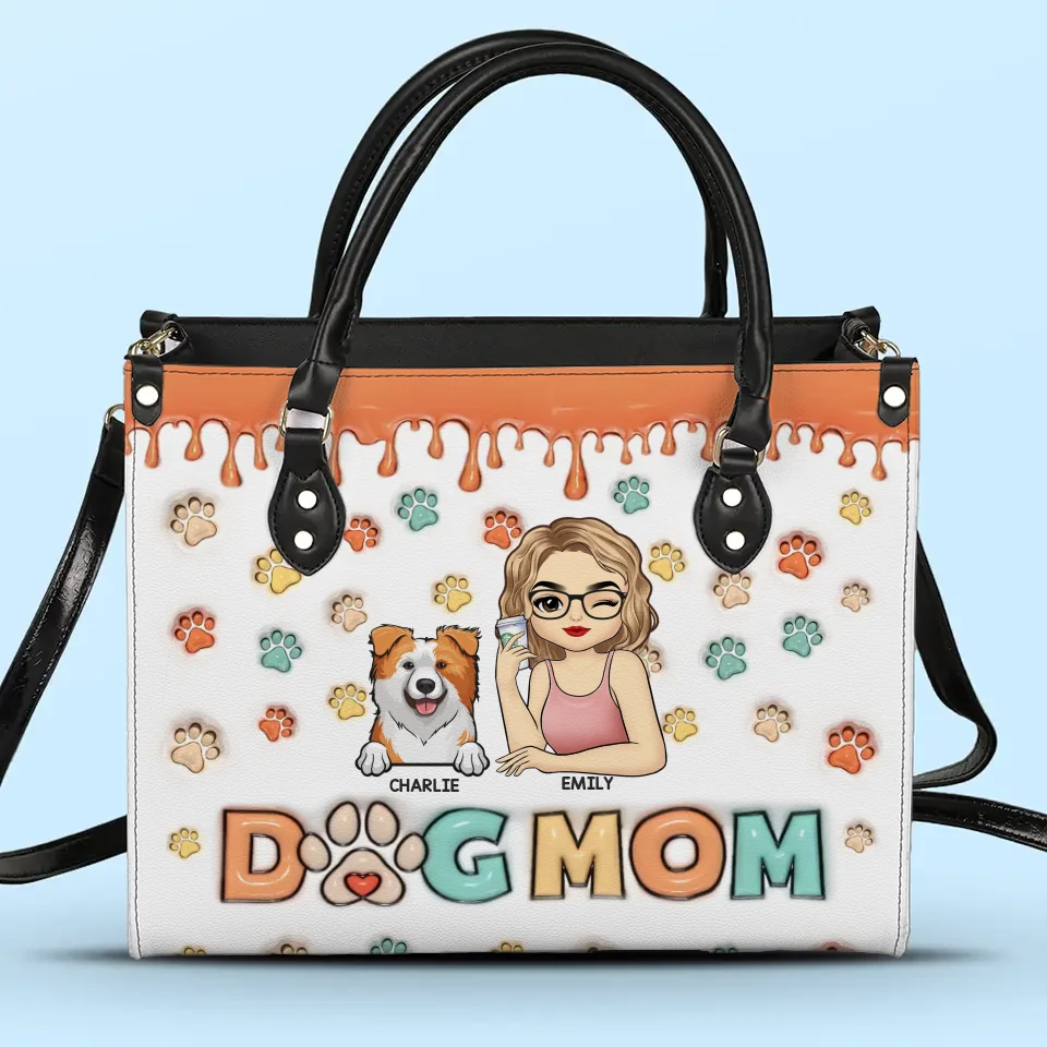 Je suis une maman à fourrure - Sac à main en cuir imprimé effet gonflé 3D personnalisé pour chien et chat - Cadeau pour propriétaires d'animaux et amoureux des animaux