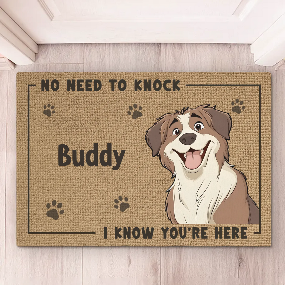 Apportez une ambiance chaleureuse uniquement avec l'approbation de votre chien ! Tapis décoratif personnalisé pour chien ! Cadeau de pendaison de crémaillère pour les propriétaires et les amoureux des animaux.