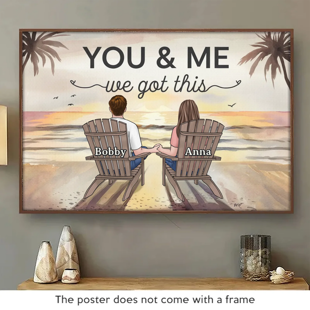 Nous sommes une équipe - Affiche horizontale personnalisée pour couple - Cadeau pour mari et femme, anniversaire