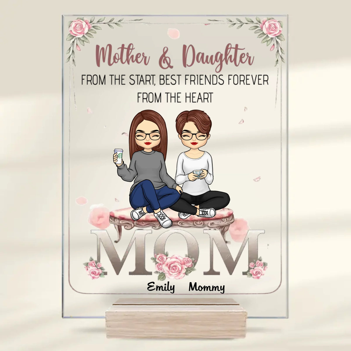 Mon premier modèle, mon héros éternel - Plaque rectangulaire en acrylique personnalisée pour la famille - Cadeau pour maman et fille