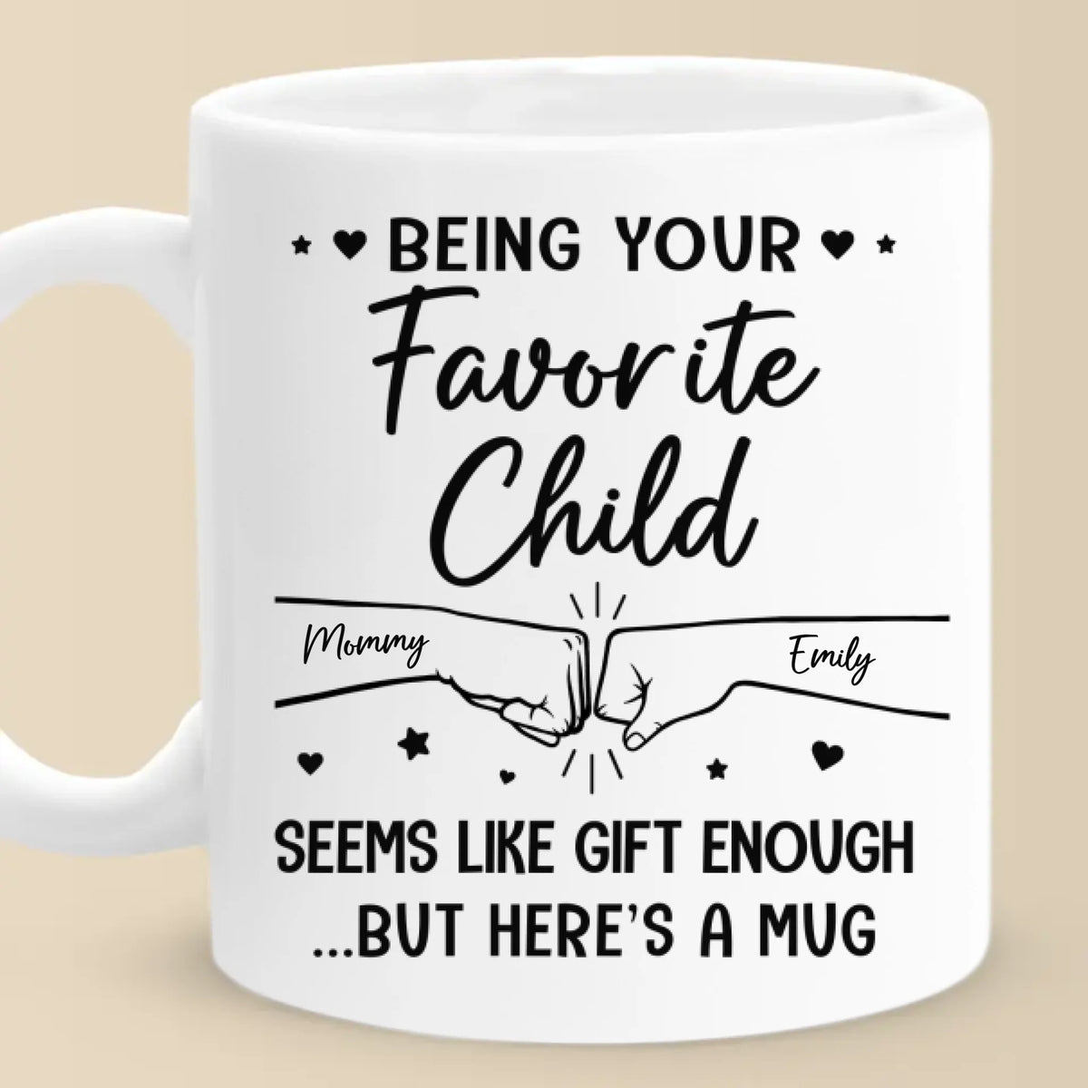 Coups de poing pour notre chemin à travers la vie, ensemble - Tasse personnalisée familiale - Cadeau pour maman, fille, fils