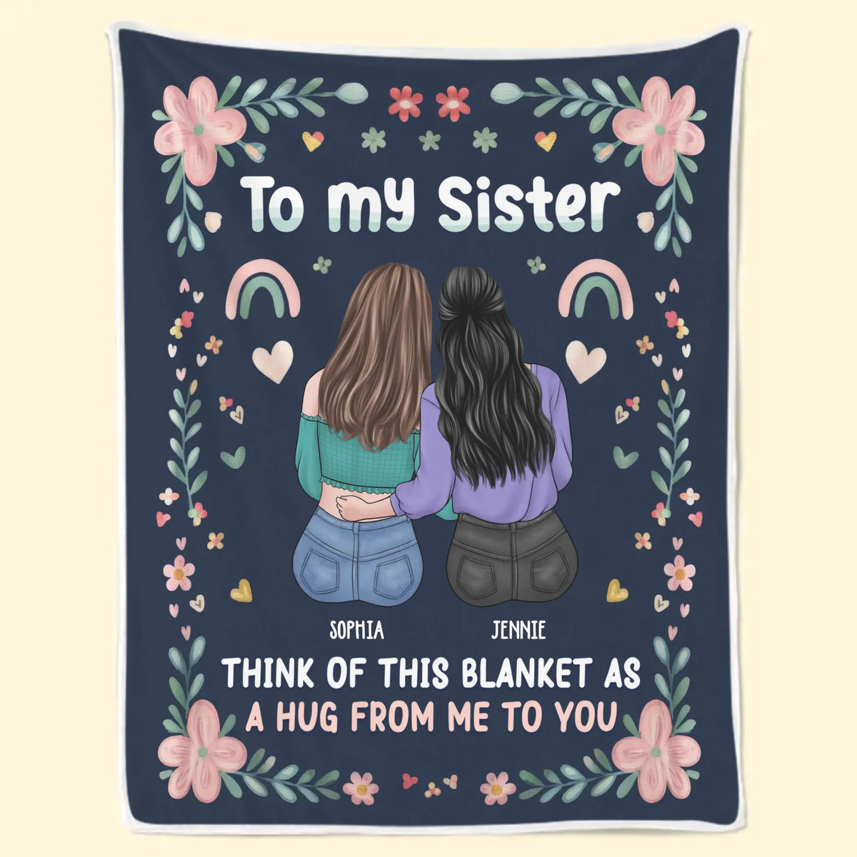 Cette couverture est un câlin de moi à toi - Couverture personnalisée Bestie - Cadeau pour meilleures amies, BFF, sœurs
