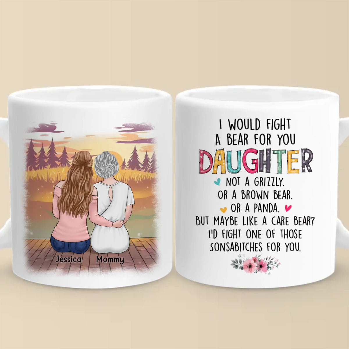 Un lien construit sur le rire et l'amour - Tasse personnalisée pour la famille - Cadeau pour maman et fille