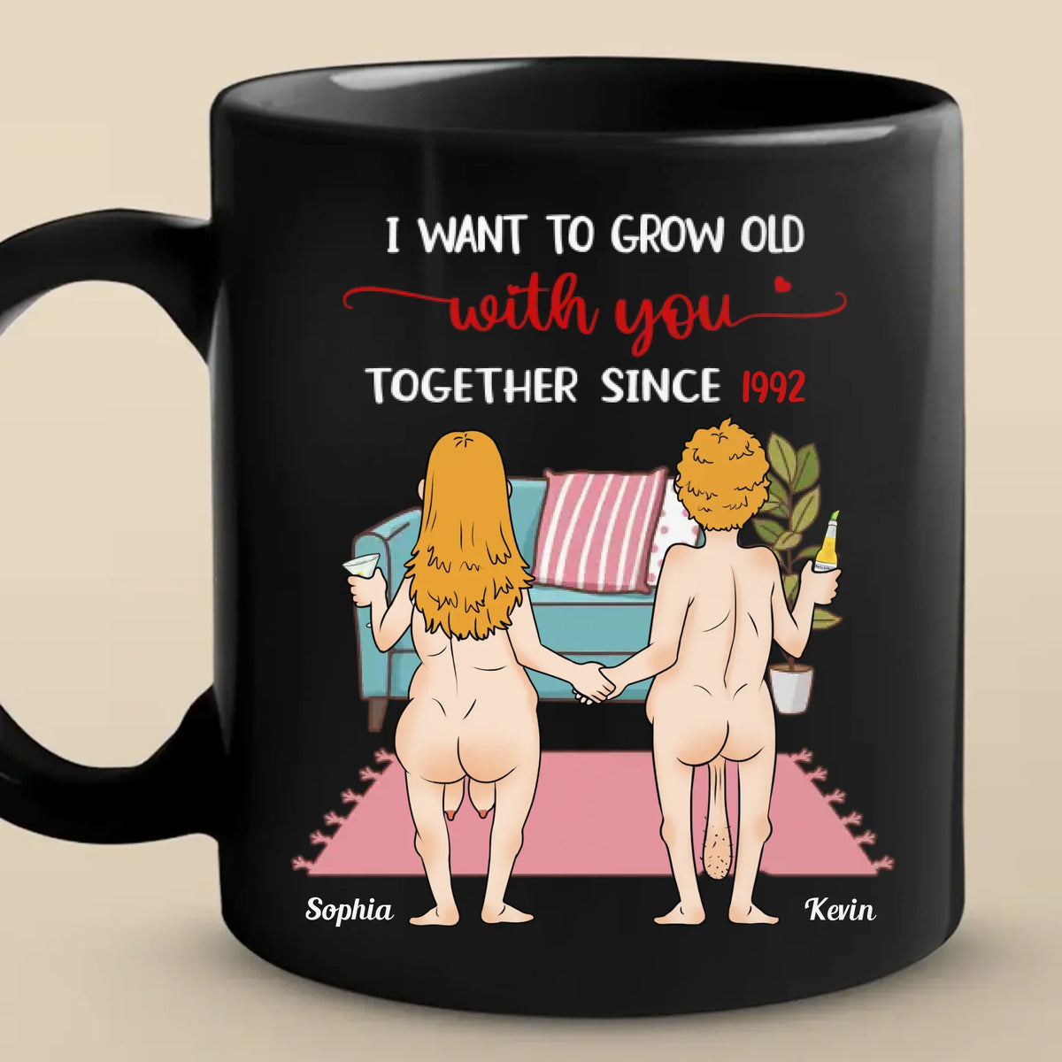 Ensemble pour toujours - Tasse noire personnalisée pour couple - Cadeau pour mari et femme, anniversaire