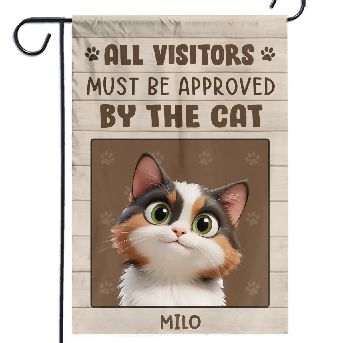 Tous les visiteurs doivent être approuvés par le chat - Drapeau personnalisé pour chat - Cadeau pour propriétaires d'animaux et amoureux des animaux