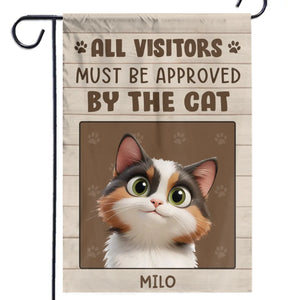 Tous les visiteurs doivent être approuvés par le chat - Drapeau personnalisé pour chat - Cadeau pour propriétaires d'animaux et amoureux des animaux