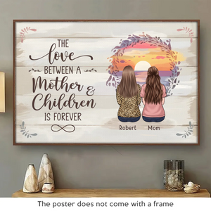 Enveloppé à jamais dans l'amour d'une mère - Affiche horizontale personnalisée pour la famille - Cadeau pour maman