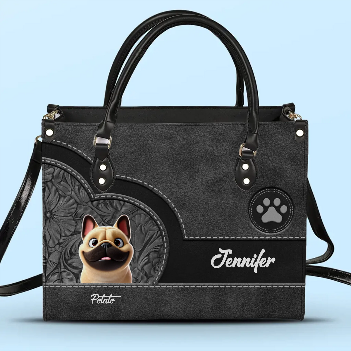 Mon animal, mon cœur - Sac à main en cuir personnalisé pour chien - Cadeau pour les propriétaires et les amoureux des animaux