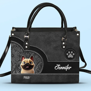 Mon animal, mon cœur - Sac à main en cuir personnalisé pour chien - Cadeau pour les propriétaires et les amoureux des animaux