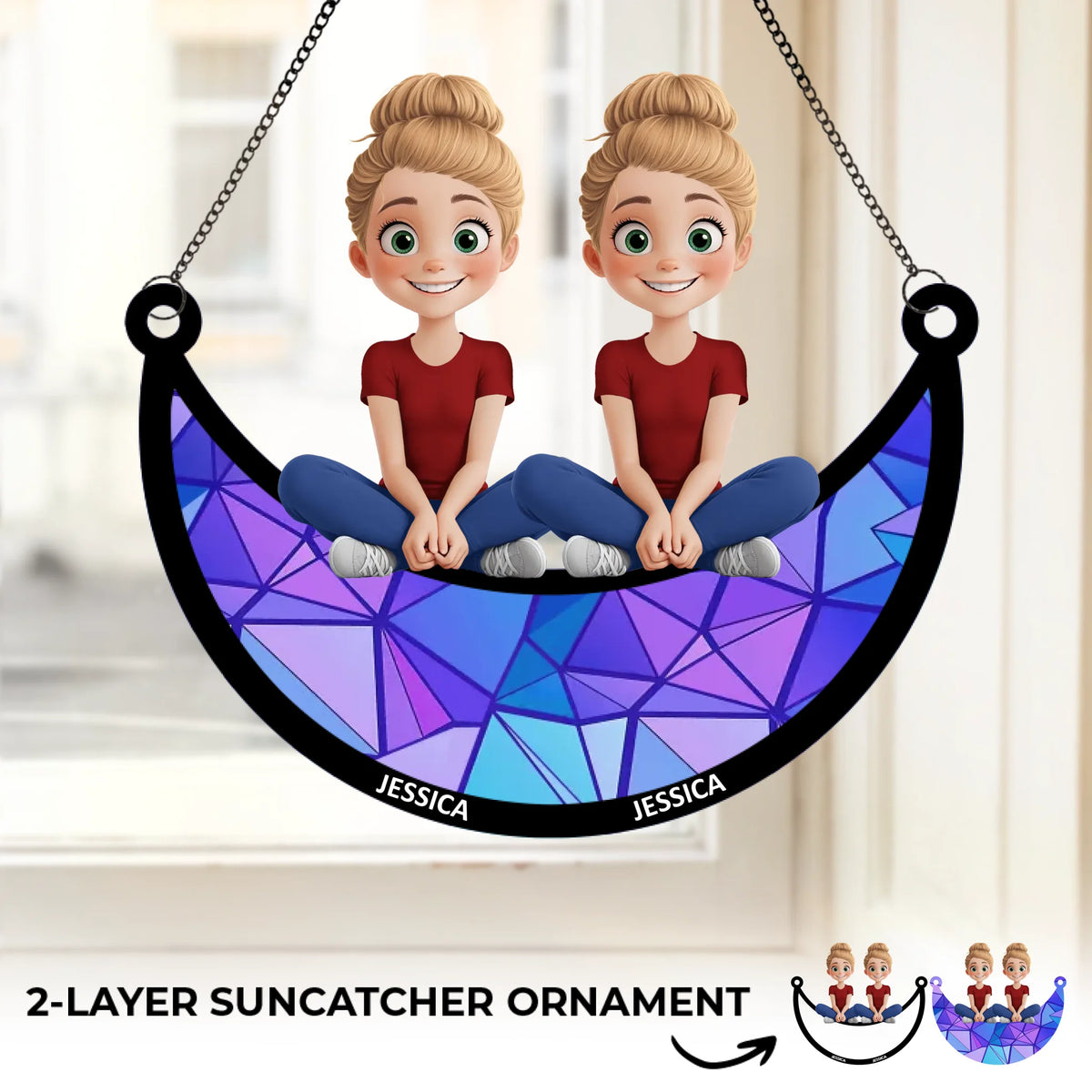 Ma première maison - Ornement attrape-soleil personnalisé à suspendre à la fenêtre - Cadeau pour maman