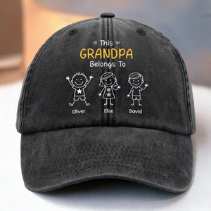 Custom Vintage Washed Denim Baseball Cap - Personalized Birthday Gifts For Dad, Grandpa - My Crew Makes Me Smile