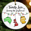 Custom Long Distance Ceramic Ornament - Personalized Christmas Birthday Gifts For Mom, Dad, Kids - Family Love Knows No Distance