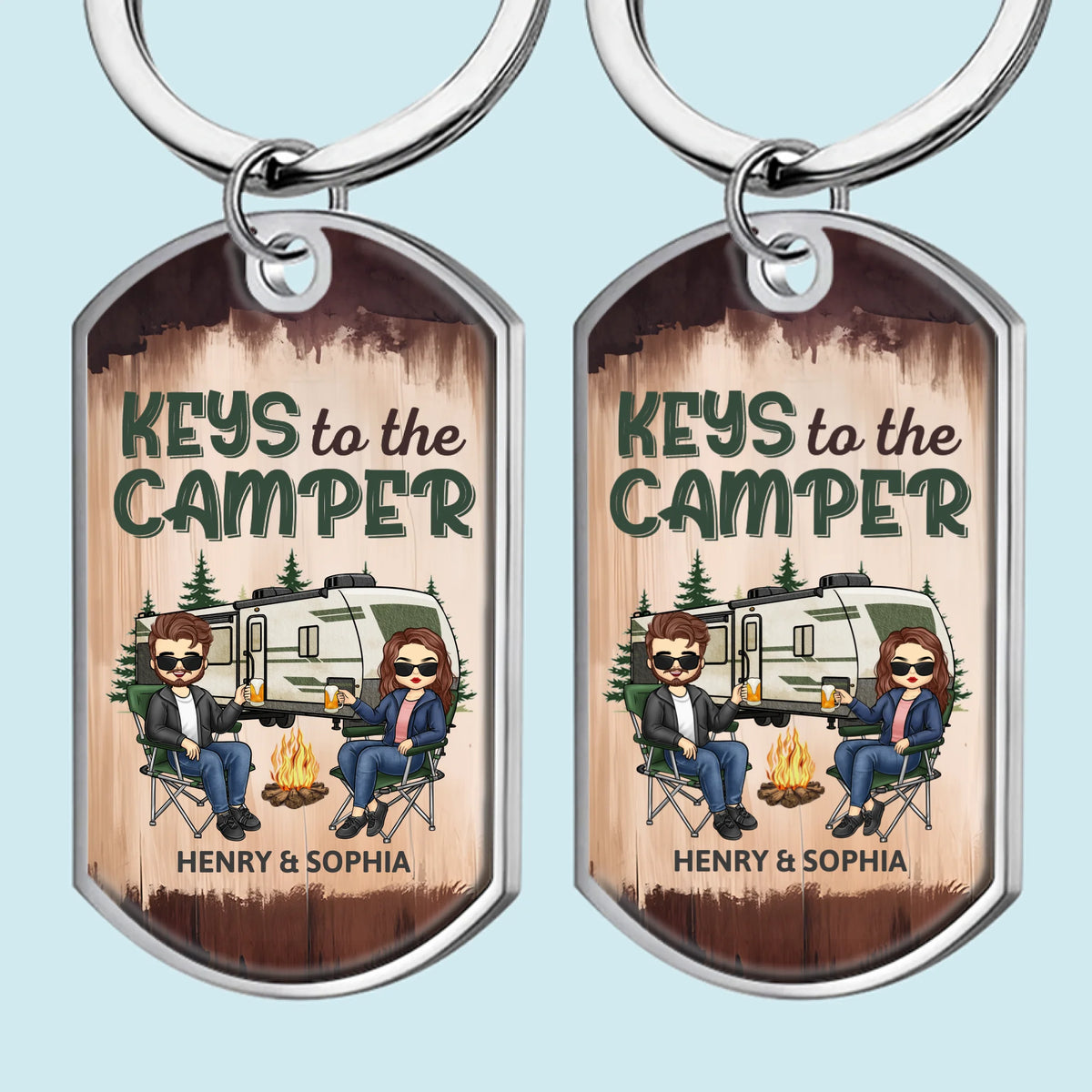 Porte-clés personnalisé - Cadeaux d'anniversaire de mariage personnalisés pour mari et femme, lui et elle, campeurs - Clés du camping-car