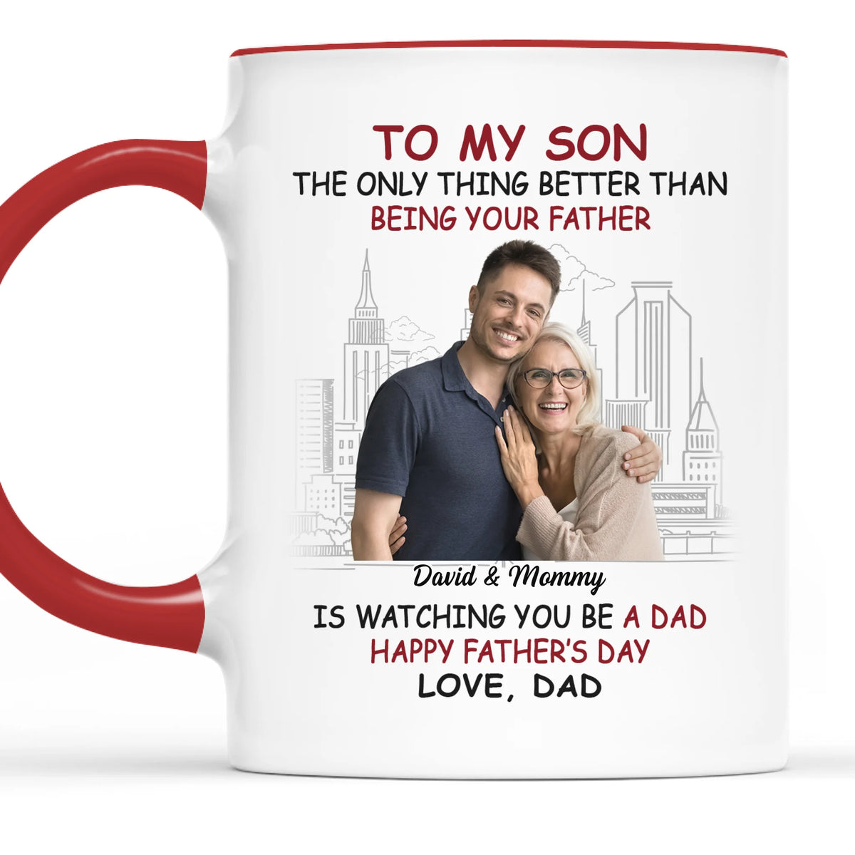 Photo personnalisée Mon fils est ma fierté et ma joie - Tasse personnalisée avec accents pour la famille - Fête des pères, cadeau pour fils