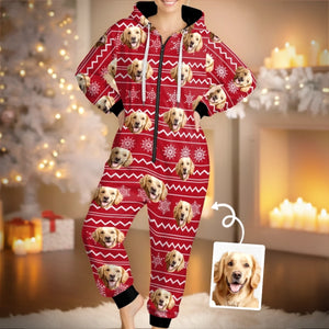 Custom Photo Adult Onesie - Personalized Christmas Birthday Gifts For Dog Cat Lovers, Dog Dad And Mom, Cat Owners - My Dog Said I Look Pawsome