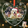Custom Photo Heart Glass Ornament - Personalized Pet Christmas Memorial Sympathy Gifts For Dogs, Cats - Forever In My Heart Pawprints