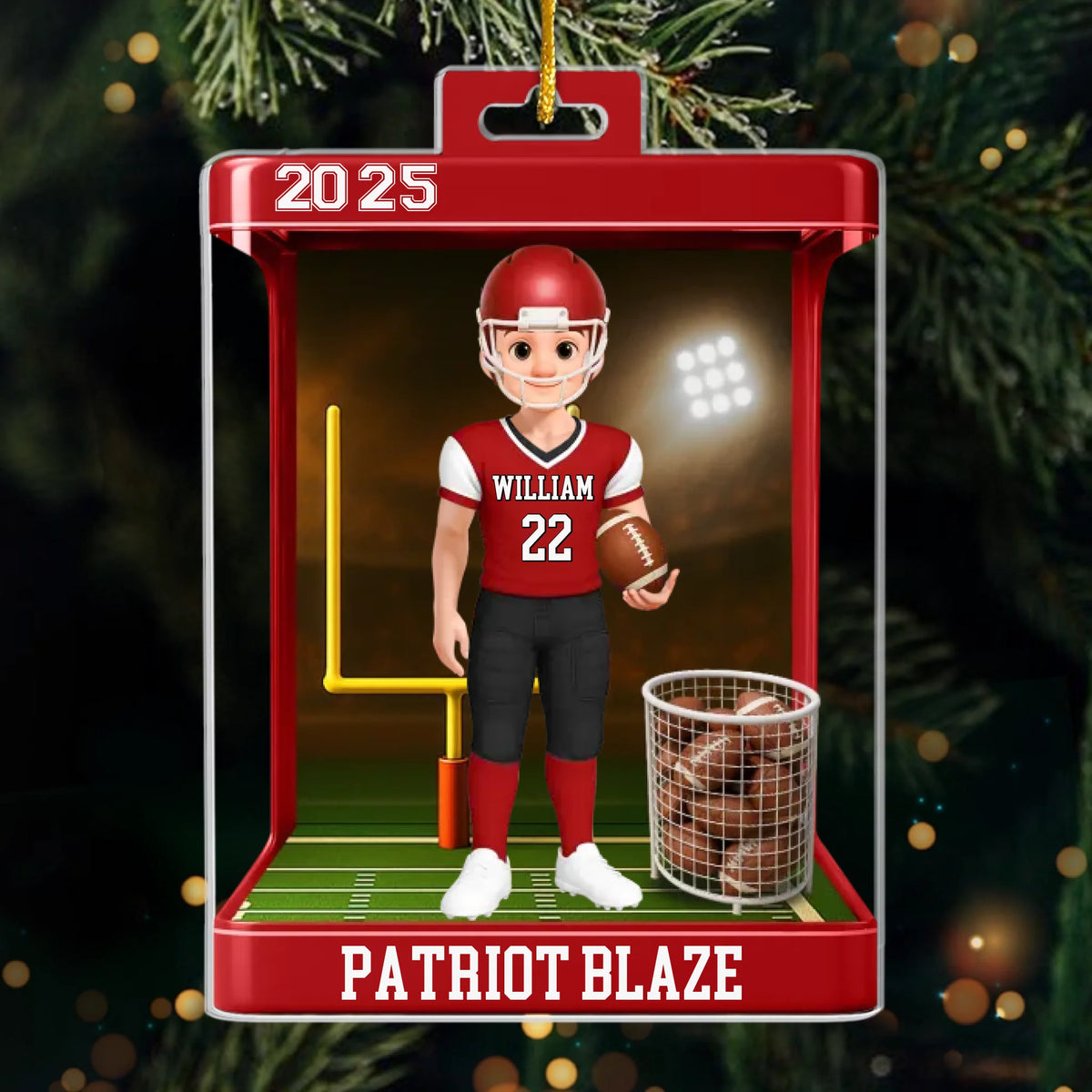 Custom American Football Acrylic Ornament - Personalized Christmas Birthday American Football Gifts For Football Lovers, Sports Fans, Sports Lovers - Born To Play