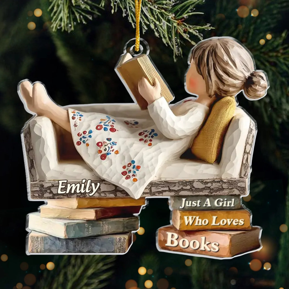 Custom Acrylic Ornament - Personalized Christmas Bookish Gifts For Book Lovers, Bookworms, Readers - Lost In A Good Book