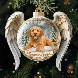 Custom Photo Acrylic Ornament - Personalized Pet Christmas Memorial Sympathy Gifts For Dogs, Cats - Forever Cherished In Paw Prints