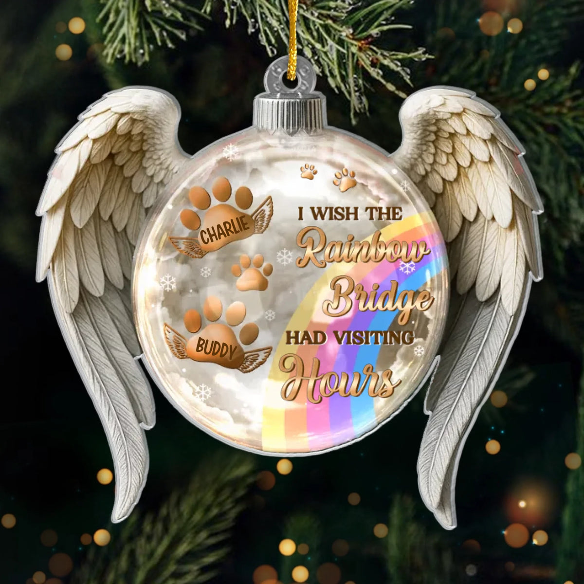Custom Acrylic Ornament - Personalized Pet Christmas Memorial Sympathy Gifts For Dogs, Cats - Love Lives On Forever