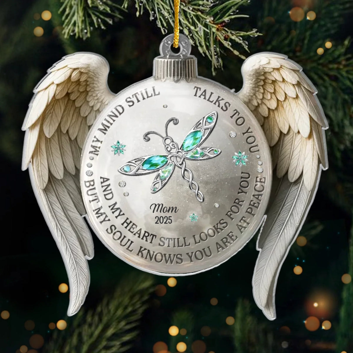 Custom Acrylic Ornament - Personalized Christmas Memorial Sympathy Gifts For Loss Of Mom, Dad - Holding You In Gentle Memory