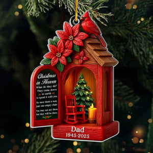 Custom Cardinal Acrylic Ornament - Personalized Christmas Memorial Sympathy Gifts For Loss Of Mom, Dad - Holding Your Love Forever Close