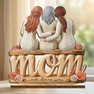 Custom 2-Layered Wooden Plaque - Personalized Mother's Day Birthday Gifts For Mom, Grandma - Held By Closeness