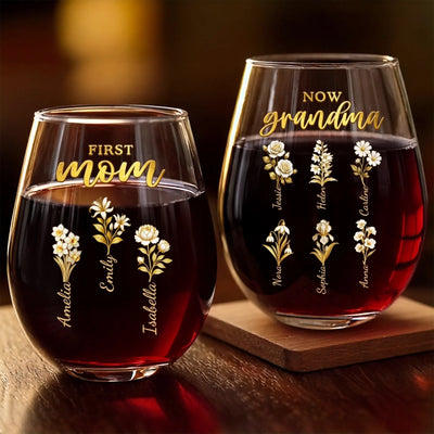 Custom Wine Glass - Personalized Mother's Day Birthday Gifts For Mom, Grandma - A Milestone Filled With Love