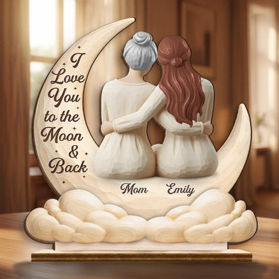 Custom 2-Layered Wooden Plaque - Personalized Mother's Day Birthday Gifts For Mom, Grandma - Always Loved, Always Held