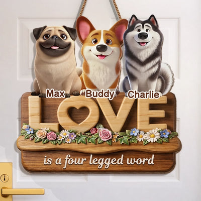 Custom Wood Sign - Personalized Birthday Gifts For Dog Cat Lovers, Dog Dad And Mom, Cat Owners - Happiness Comes Furry