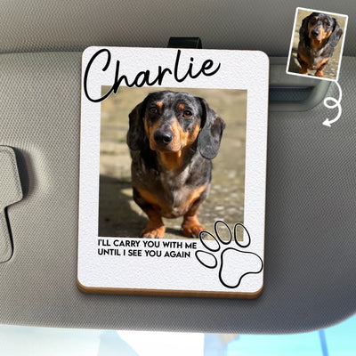Custom Photo Car Visor Clip - Personalized Pet Memorial Sympathy Gifts For Dogs, Cats - My Little Guardian Angel