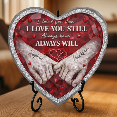 Custom Heart Shaped Stone With Stand - Personalized Anniversary Wedding Gifts For Husband And Wife, Him And Her - My Heart Is Yours