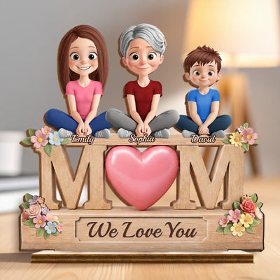 Custom 2-Layered Wooden Plaque - Personalized Mother's Day Birthday Gifts For Mom - Love You To The Moon, Mom