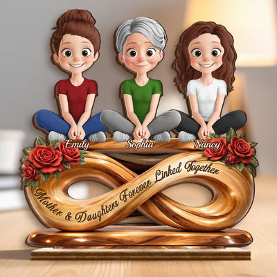 Custom 2-Layered Wooden Plaque - Personalized Mother's Day Birthday Gifts For Mom, Daughter - Our Bond Has No End