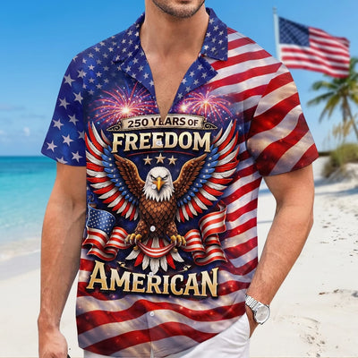 Custom Unisex Tropical Hawaiian Aloha Shirt - Personalized America 250th Anniversary Gifts For Women, Men - Honor Courage And Unity