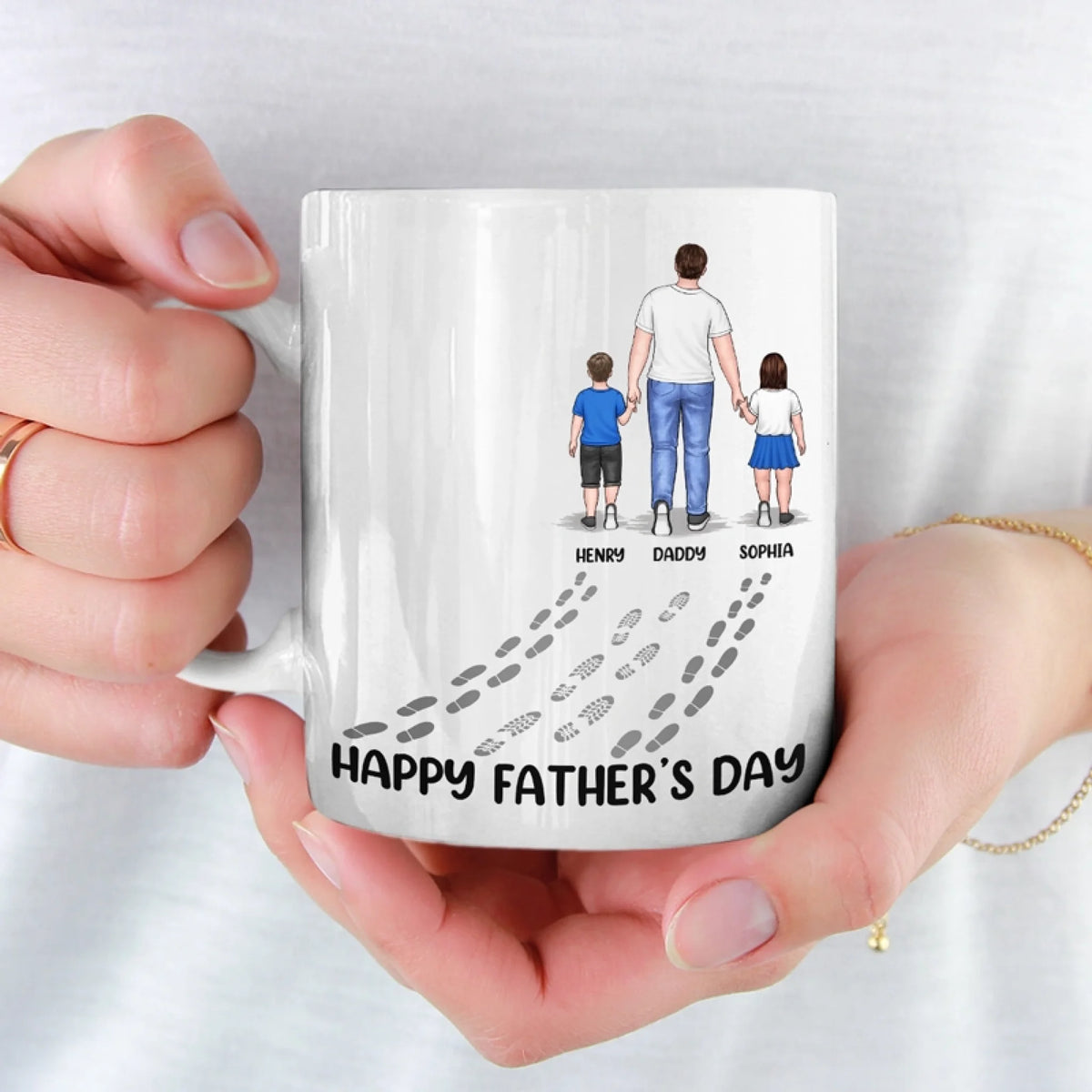 Bonne fête des pères - Mug personnalisé pour la famille - Cadeau pour la fête des pères