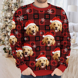 Custom Photo Paw La-La-La-La! - Dog & Cat Personalized Custom Ugly Sweatshirt - Unisex Wool Jumper - Christmas Gift For Pet Owners, Pet Lovers