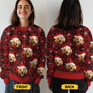 Custom Photo Paw La-La-La-La! - Dog & Cat Personalized Custom Ugly Sweatshirt - Unisex Wool Jumper - Christmas Gift For Pet Owners, Pet Lovers