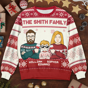 My Favorite Part Of Christmas Is Family - Family Personalized Custom Ugly Sweatshirt - Unisex Wool Jumper - Christmas Gift For Family Members