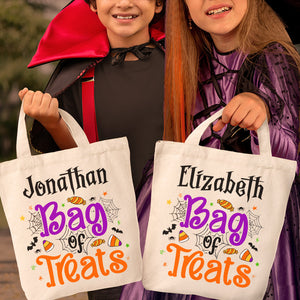 Bag Of Treats - Family Personalized Custom Tote Bag - Halloween Gift For Kid