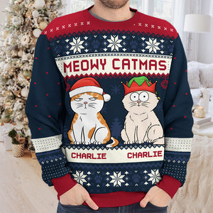 We Wish You A Meowy Christmas - Cat Personalized Custom Ugly Sweatshirt - Unisex Wool Jumper - Christmas Gift For Pet Owners, Pet Lovers