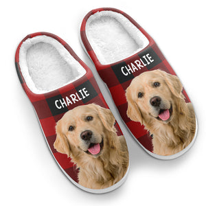 Custom Photo Happiness Is A Warm Puppy - Dog & Cat Personalized Custom Fluffy Slippers - Gift For Pet Owners, Pet Lovers