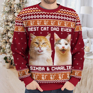 Custom Photo Born To Be A Cat Mom - Cat Personalized Custom Ugly Sweatshirt - Unisex Wool Jumper - Christmas Gift For Pet Owners, Pet Lovers