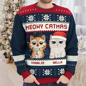 Have A Clawsome Catmas - Cat Personalized Custom Ugly Sweatshirt - Unisex Wool Jumper - Christmas Gift For Pet Owners, Pet Lovers