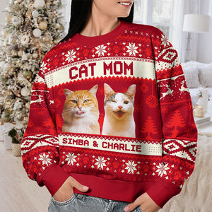 Custom Photo Busy Being A Cat Mama - Cat Personalized Custom Ugly Sweatshirt - Unisex Wool Jumper - Christmas Gift For Pet Owners, Pet Lovers
