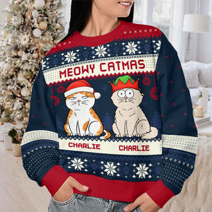 We Wish You A Meowy Christmas - Cat Personalized Custom Ugly Sweatshirt - Unisex Wool Jumper - Christmas Gift For Pet Owners, Pet Lovers