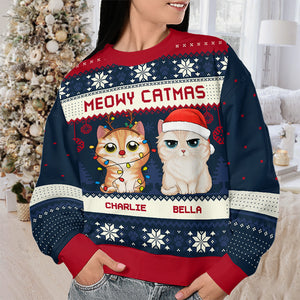 Have A Clawsome Catmas - Cat Personalized Custom Ugly Sweatshirt - Unisex Wool Jumper - Christmas Gift For Pet Owners, Pet Lovers
