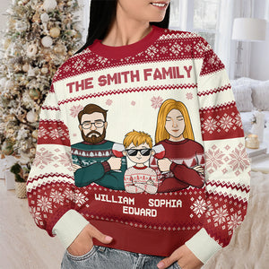 My Favorite Part Of Christmas Is Family - Family Personalized Custom Ugly Sweatshirt - Unisex Wool Jumper - Christmas Gift For Family Members