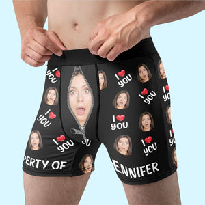 Custom Photo Property Of - Funny Personalized Custom Boxer Briefs, Men's Boxers - Birthday Gift For Boyfriend, Husband, Anniversary